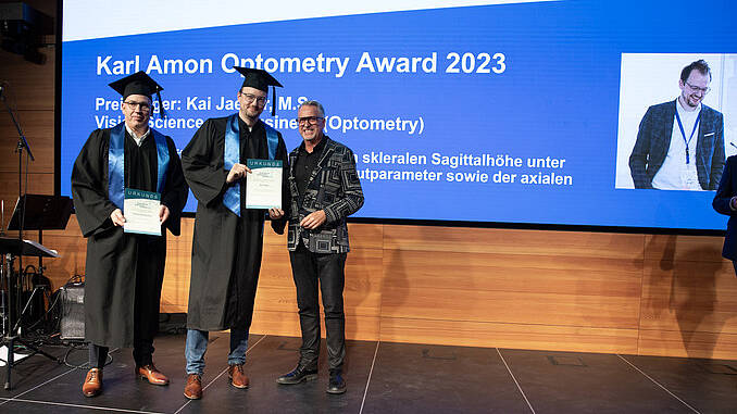 Auszeichnung von Masterabsolventen der Hochschule Aalen mit dem Karl Amon Optometry Award 2023