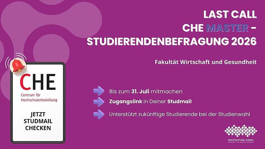 Reminder student survey for the CHE Ranking 2025/2026