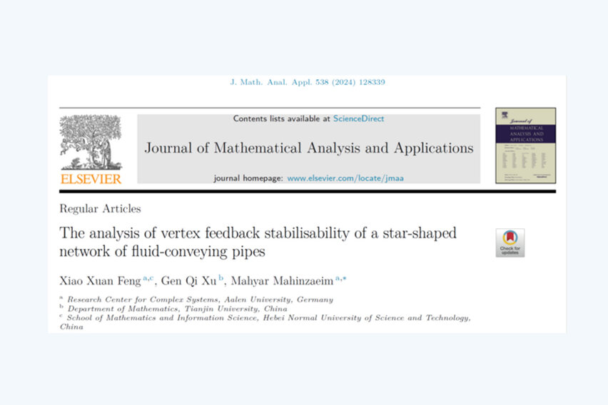 NEW PAPER on the vertex feedback stabilisability of a star-shaped network of fluid-conveying pipes