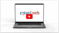 Foto: Ein Computer mit dem Logo von Citavi Web und einem Youtube Play Button ist sichtbar