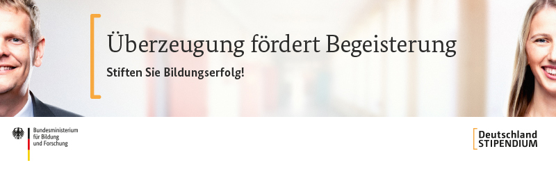 Deutschlandstipendium Web Banner - Überzeugung fördert Begeisterung